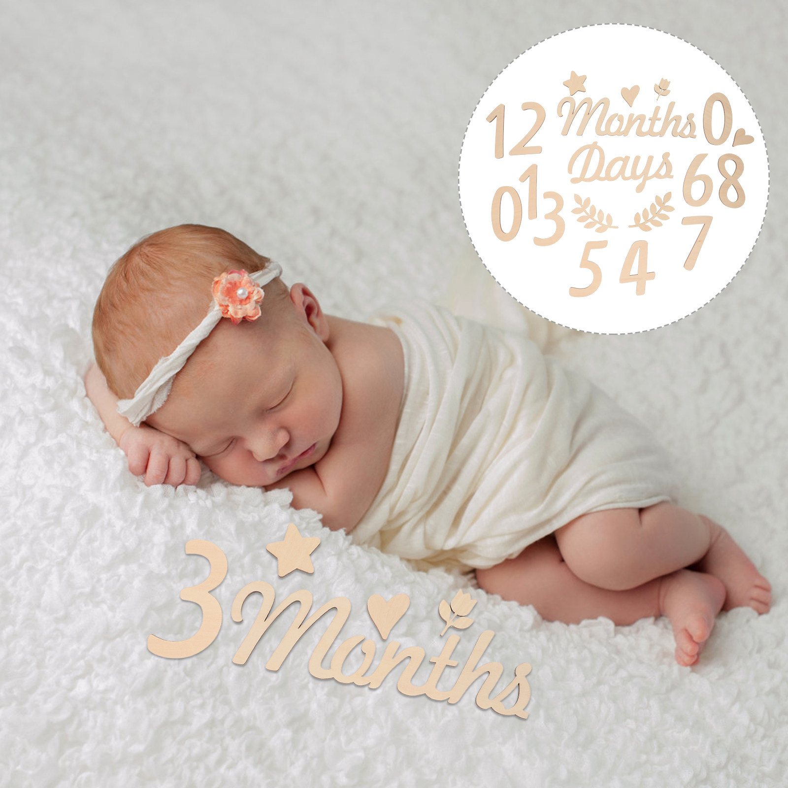 Milestone Card Set - 1Set Baby Month Wooden Milestone Numbers