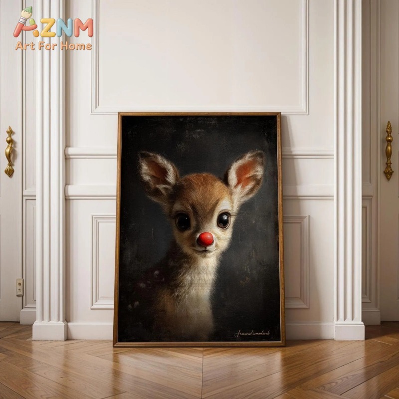 Baby Nursery Vintage - Unframed Canvas Wall Art Cute Red