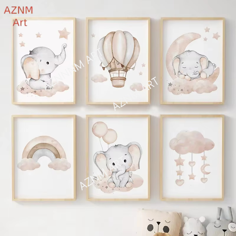 Elephant Balloon Rainbow Moon  - огляд і ціна Baby Nursery Wall Decor