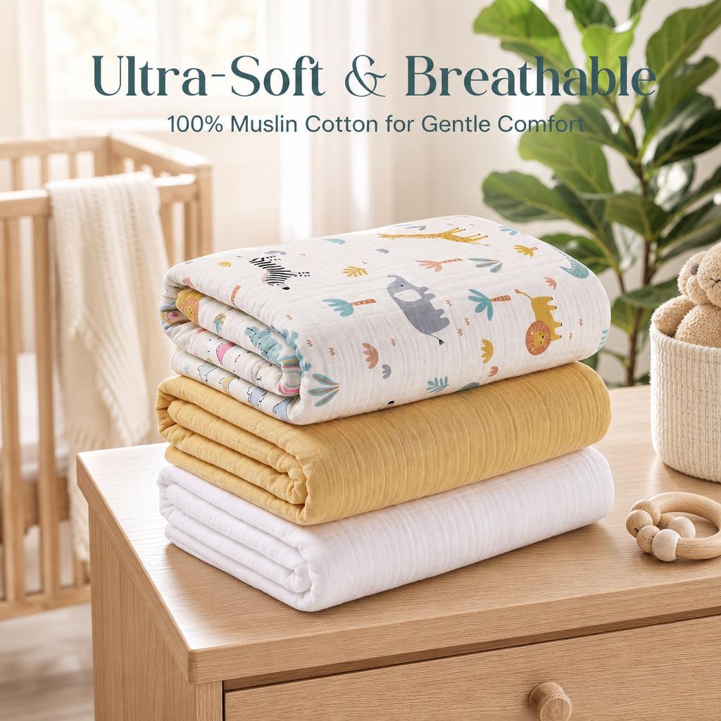 3-Pack Baby Muslin Swaddle Bla - огляд і ціна Baby Nursery Boy