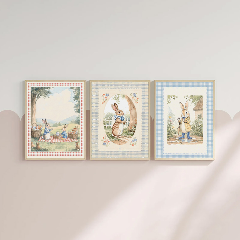 Vintage Boho Blue Plaid Rabbit - огляд і ціна Baby Nursery Vintage