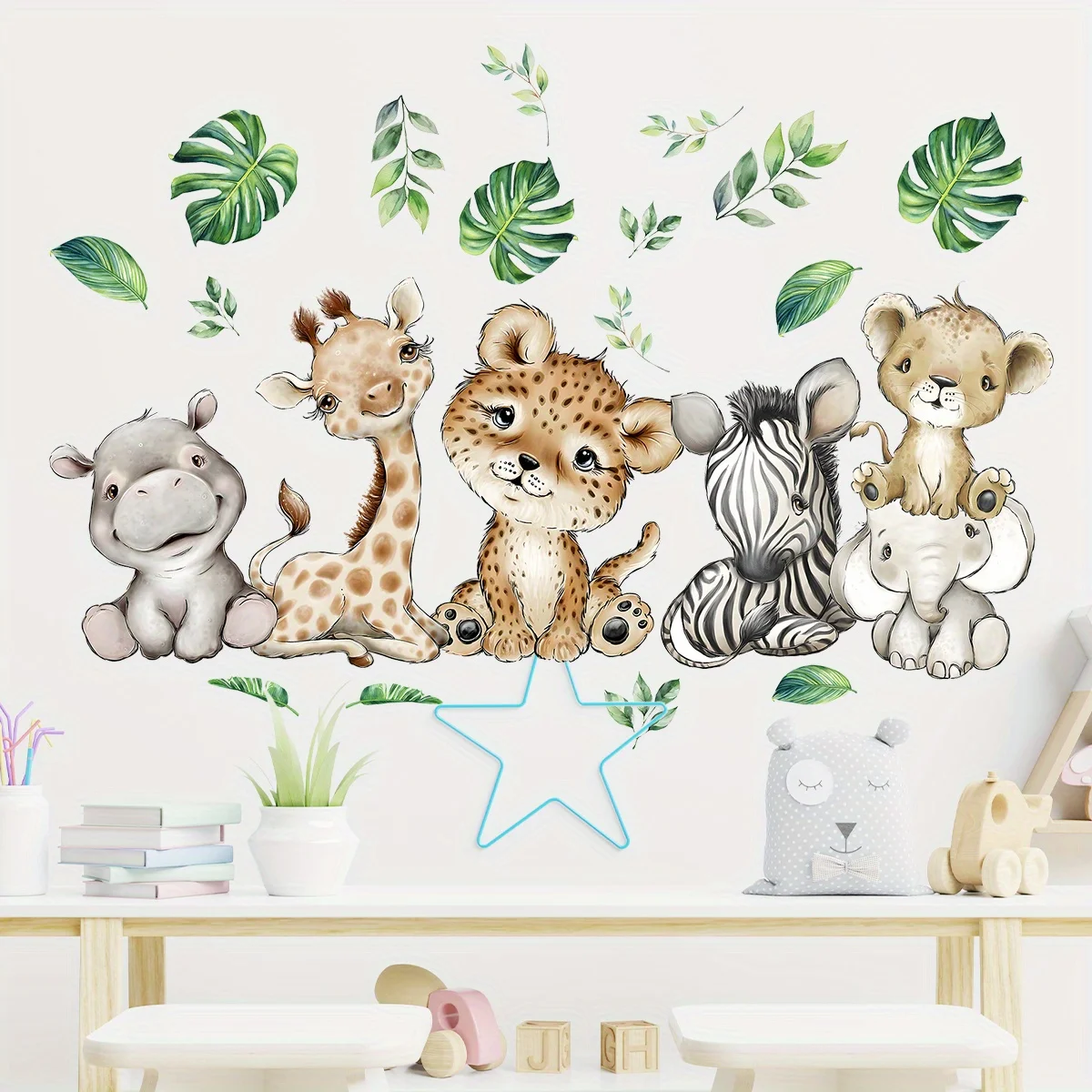 1PC Cartoon Cute Hippo Tiger E - огляд і ціна Baby Nursery Decals