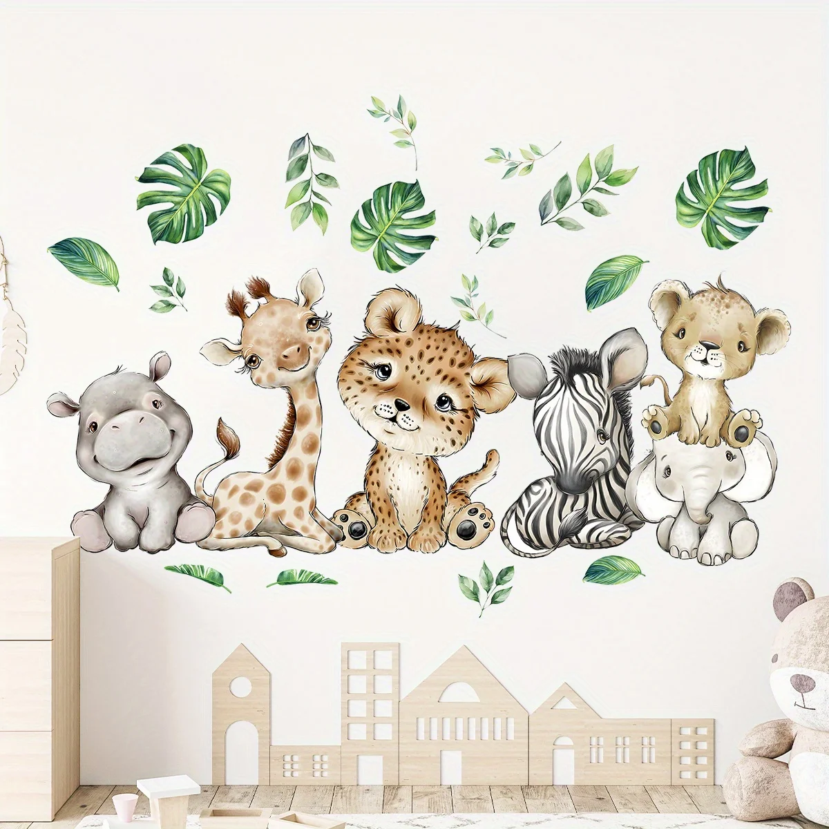 1PC Cartoon Cute Hippo Tiger E - огляд і ціна Baby Nursery Decals
