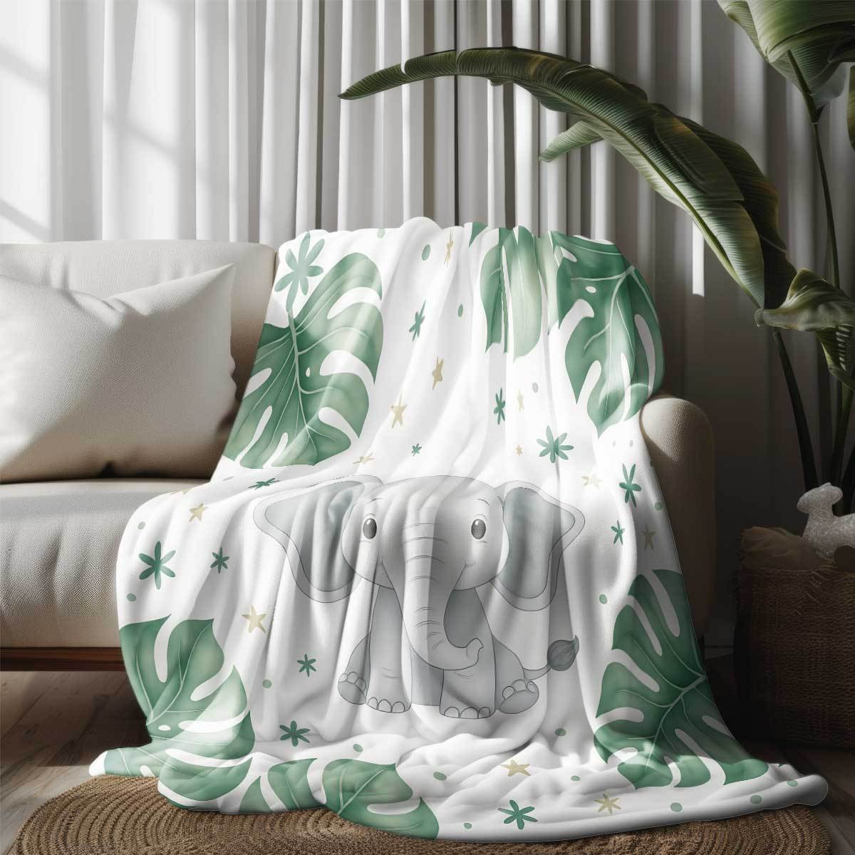 Cute Elephant and Monstera Lea - огляд і ціна Baby Nursery Elephant Theme