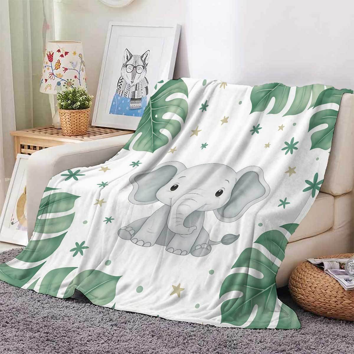 Cute Elephant and Monstera Lea - огляд і ціна Baby Nursery Elephant Theme
