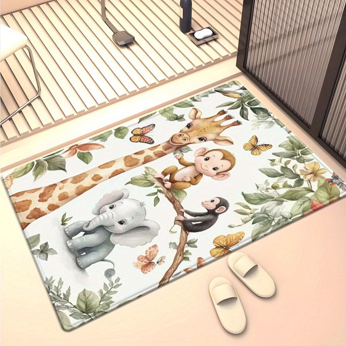 Watercolor Animal Jungle Print - огляд і ціна Baby Nursery Jungle Rug