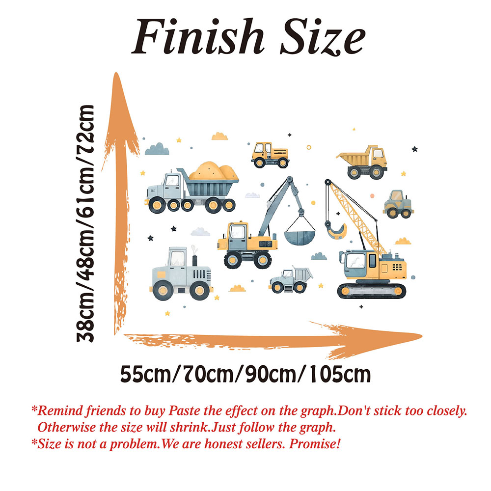 Cartoon Excavator Vehicles Set - огляд і ціна Baby Nursery Decals