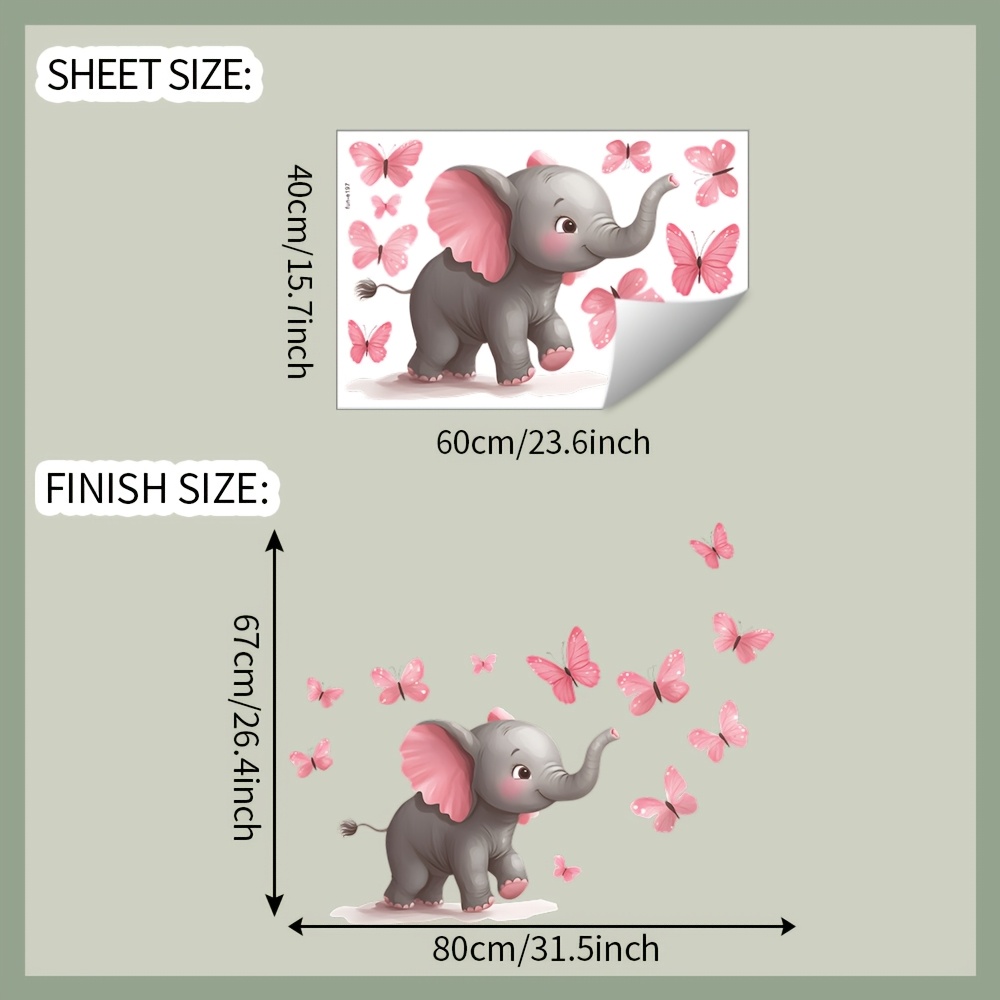 1pc Baby Elephant Butterfly Th - огляд і ціна Baby Nursery Elephant Theme