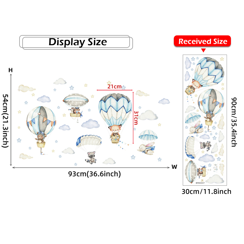 Cartoon Cute Animals Hot Air B - огляд і ціна Baby Nursery Decals