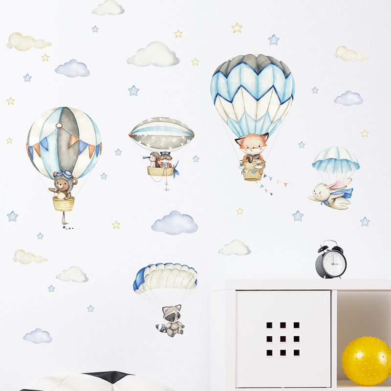 Cartoon Cute Animals Hot Air B - огляд і ціна Baby Nursery Decals