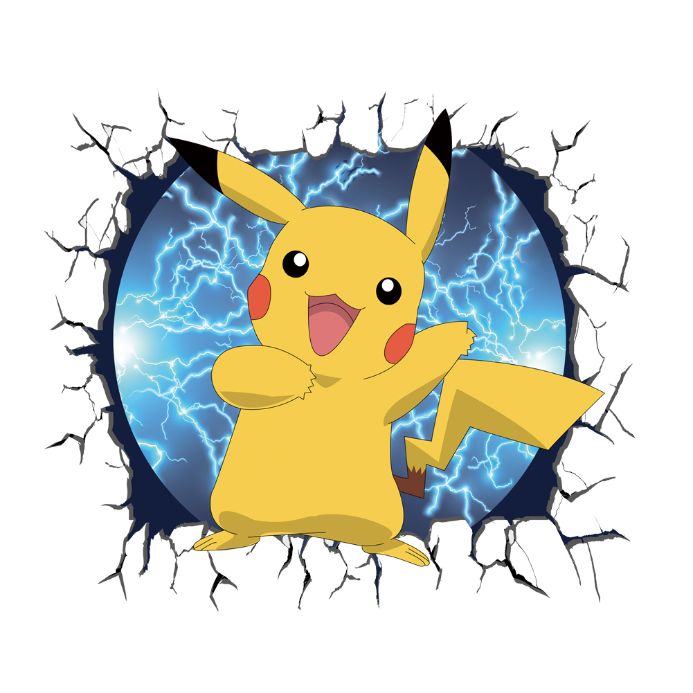 3D Broken Wall Cartoon Pikachu - огляд і ціна Baby Nursery Decals