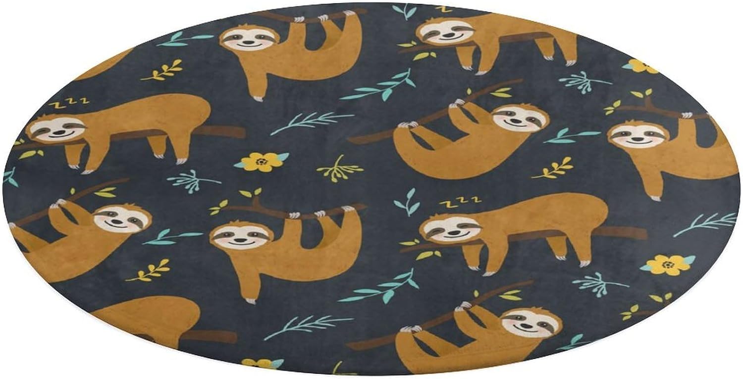 Cute Sloth Jungle Pattern Roun - огляд і ціна Baby Nursery Jungle Rug
