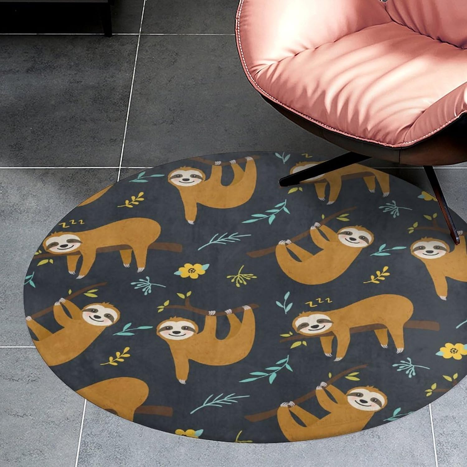 Cute Sloth Jungle Pattern Roun - огляд і ціна Baby Nursery Jungle Rug