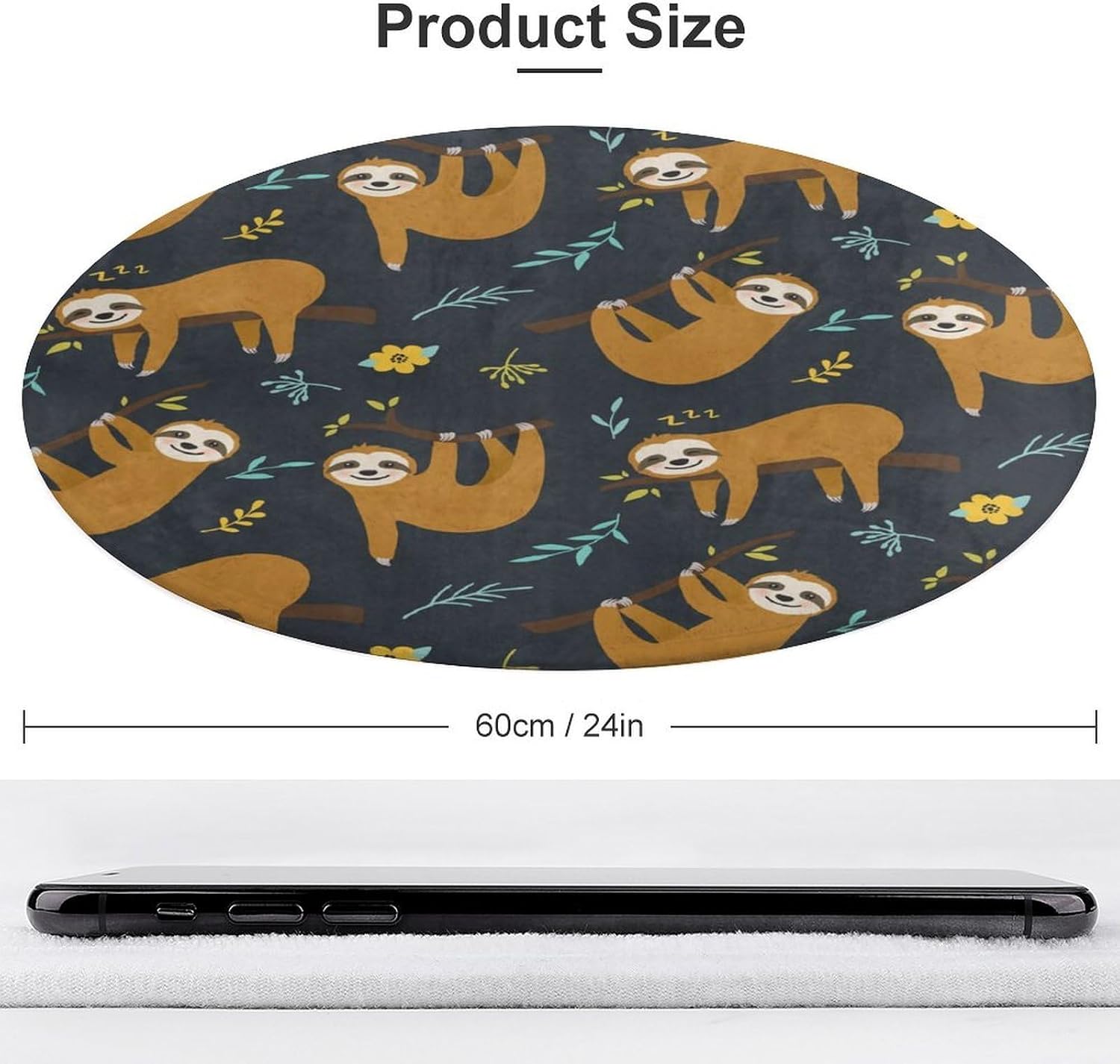 Cute Sloth Jungle Pattern Roun - огляд і ціна Baby Nursery Jungle Rug