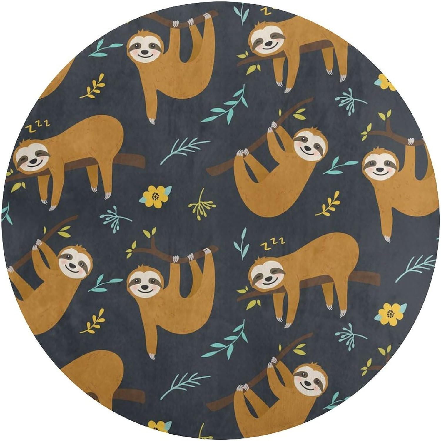 Cute Sloth Jungle Pattern Roun - огляд і ціна Baby Nursery Jungle Rug