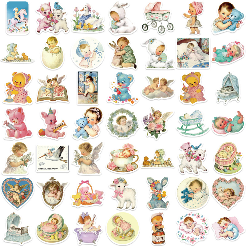 50pcs Vintage Baby Stickers Cu - огляд і ціна Baby Nursery Vintage