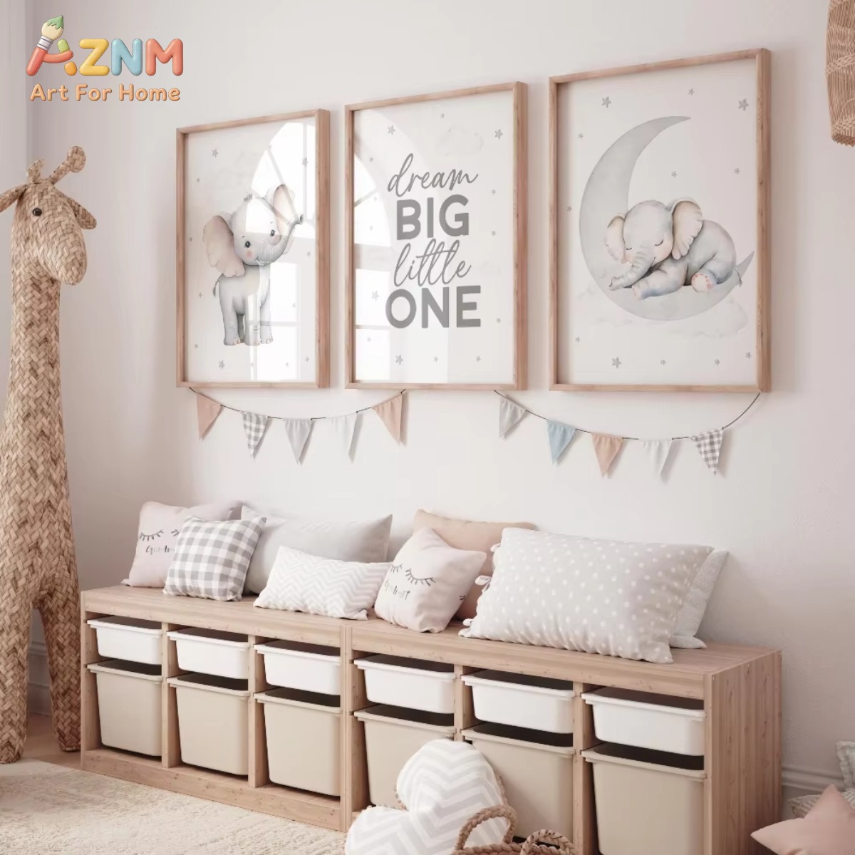 AZNM Elephant Nursery Print Se - огляд і ціна Baby Nursery Elephant Theme