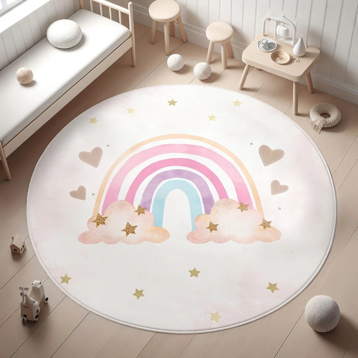 Rainbow Kids Rug,Heart Rainbow - огляд і ціна Soft Rug Nursery