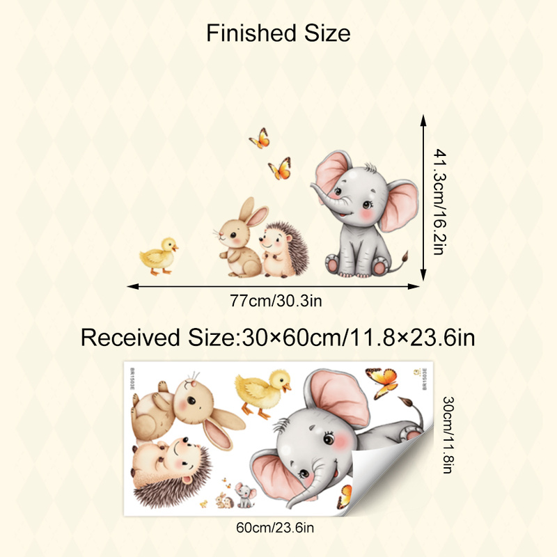 Cartoon Animal Wall Sticker -  - огляд і ціна Baby Nursery Decals