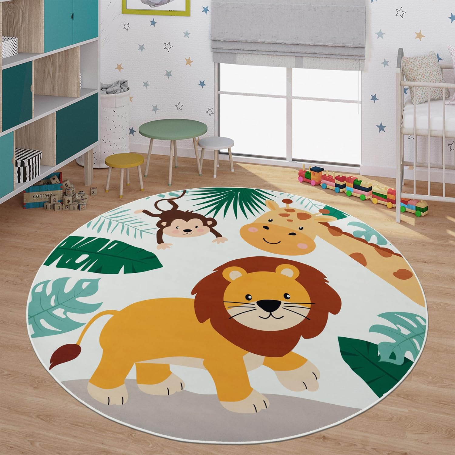 Soft Round Jungle Animal Print - огляд і ціна Baby Nursery Jungle Rug