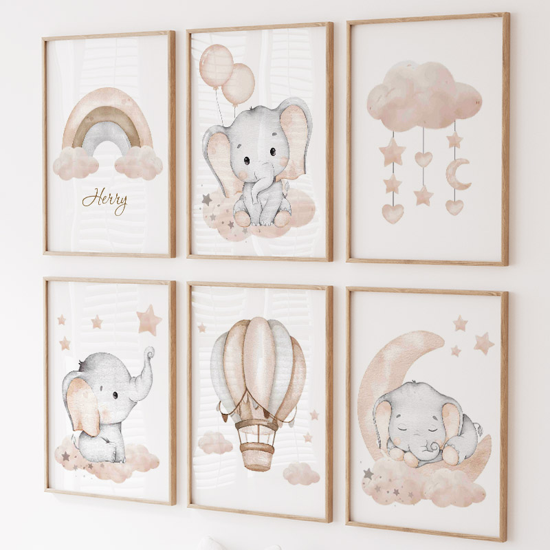 Cute Elephant Hot Balloon Moon - огляд і ціна Baby Nursery Wall Decor