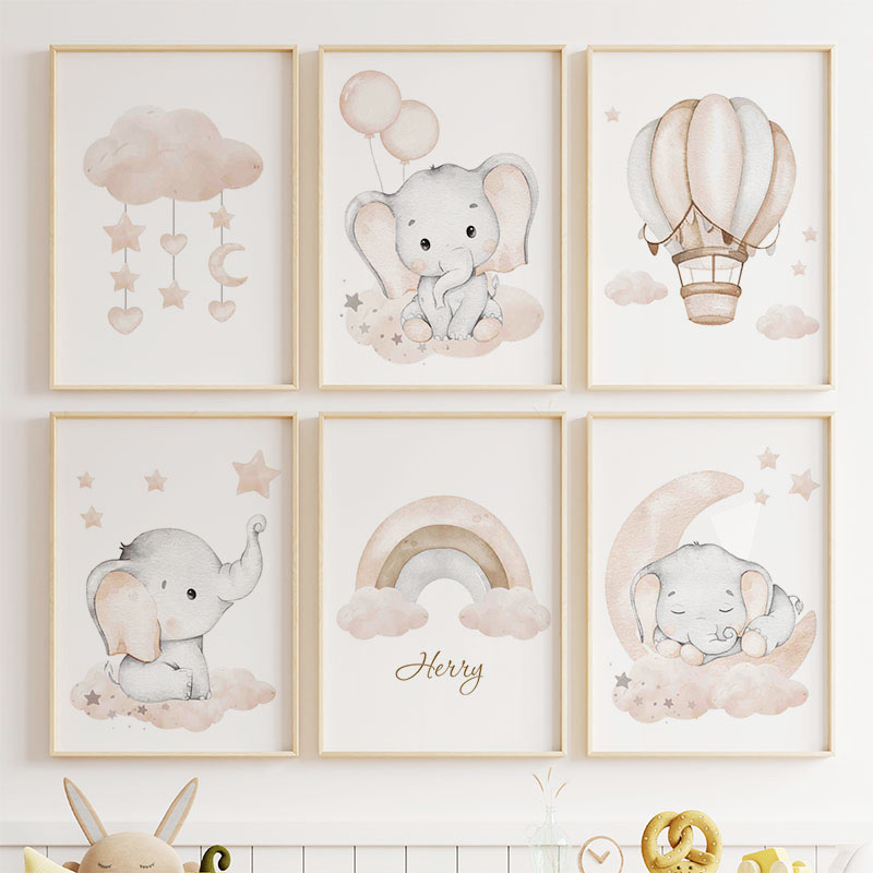 Cute Elephant Hot Balloon Moon - огляд і ціна Baby Nursery Wall Decor