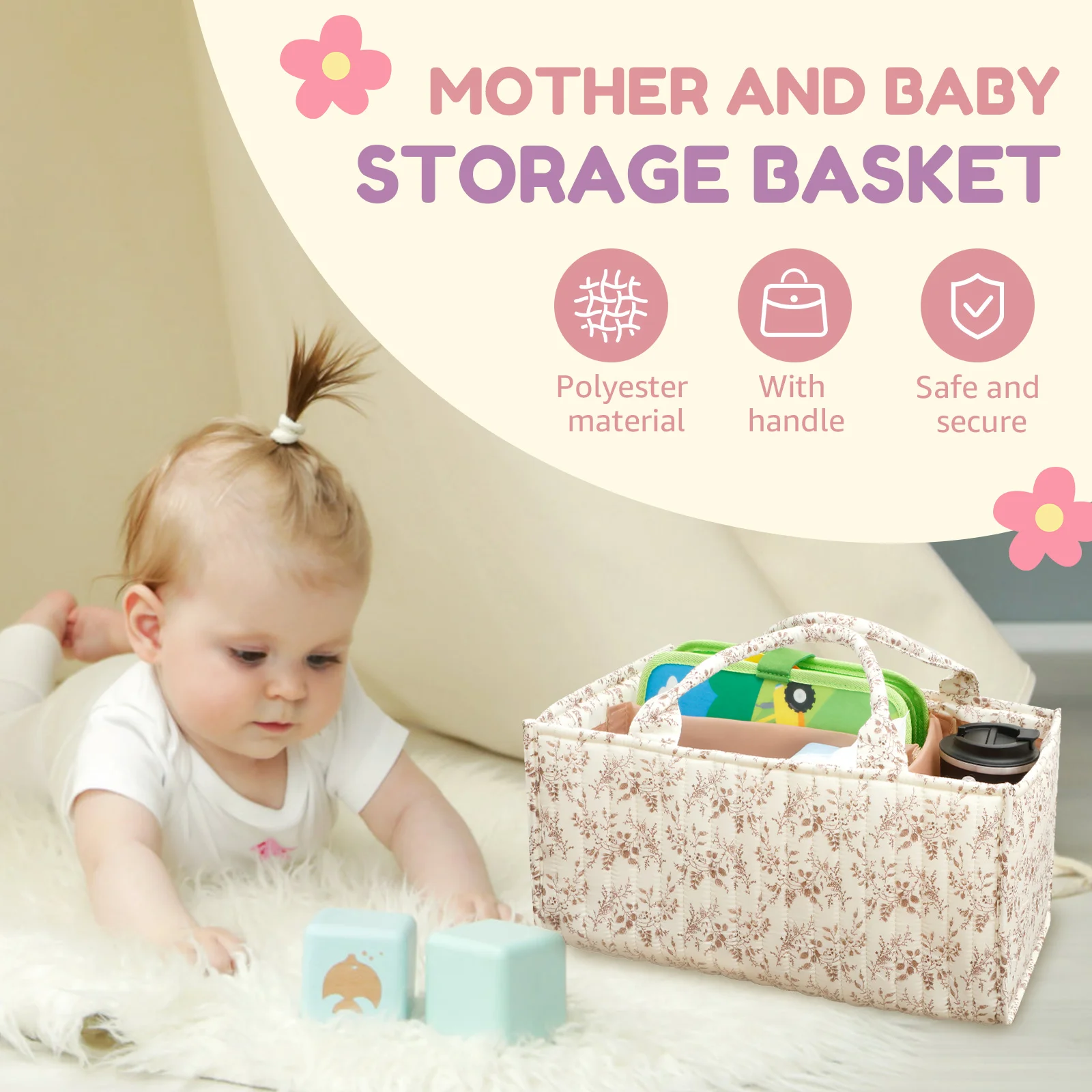Floral Diaper Caddy Organizer  - огляд і ціна Baby Nursery Organization Ideas