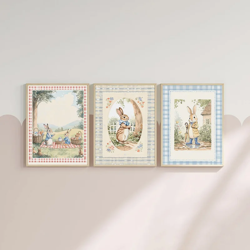 Vintage Boho Blue Plaid Rabbit - огляд і ціна Baby Nursery Vintage
