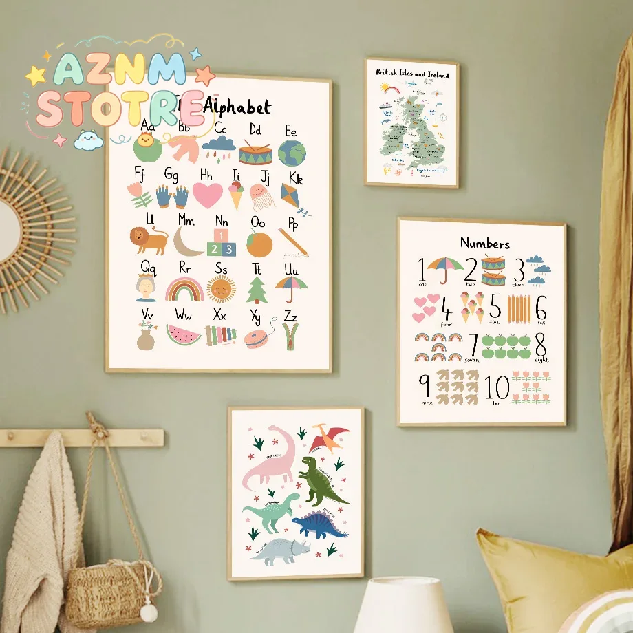 Animal World Map Dinosaur Alph - огляд і ціна Baby Nursery Wall Decor