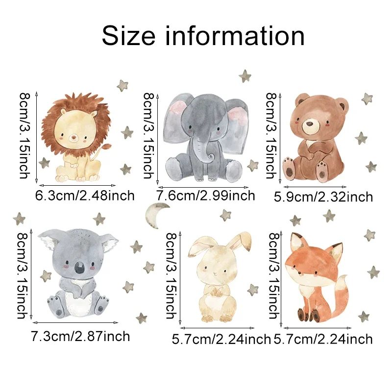 1/2/4/6set Cartoon Animals Wal - огляд і ціна Baby Nursery Decals