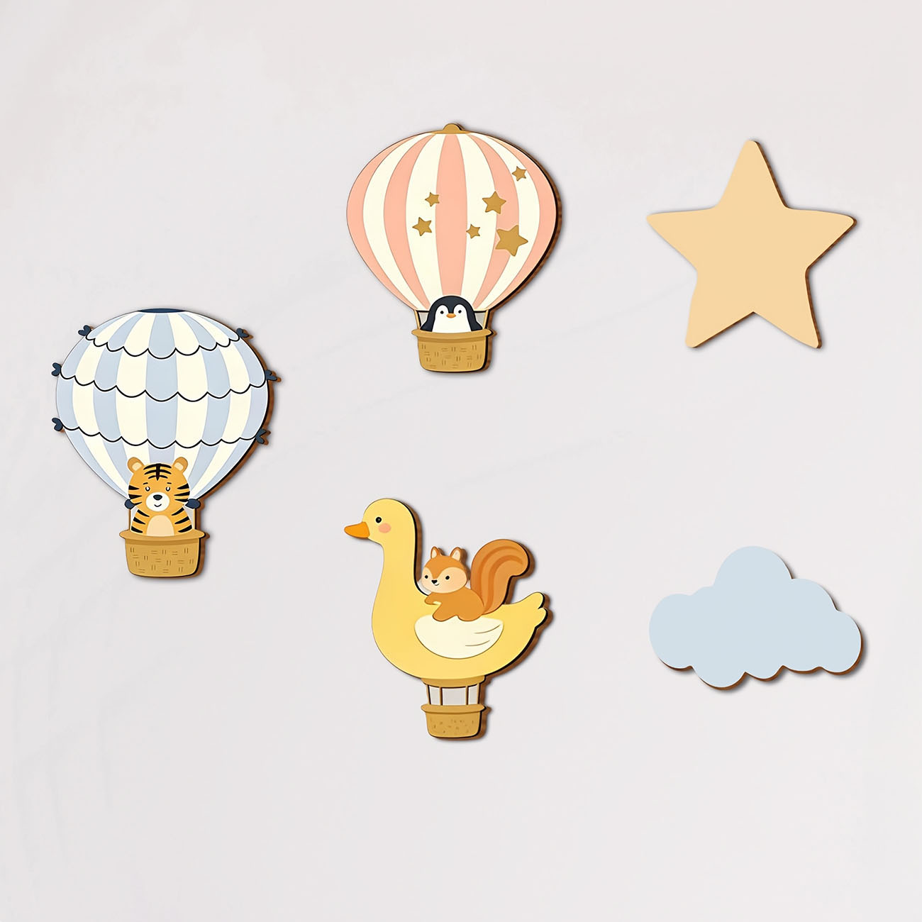 5Pcs Animal Hot Air Balloon Wo - огляд і ціна Baby Nursery Decals