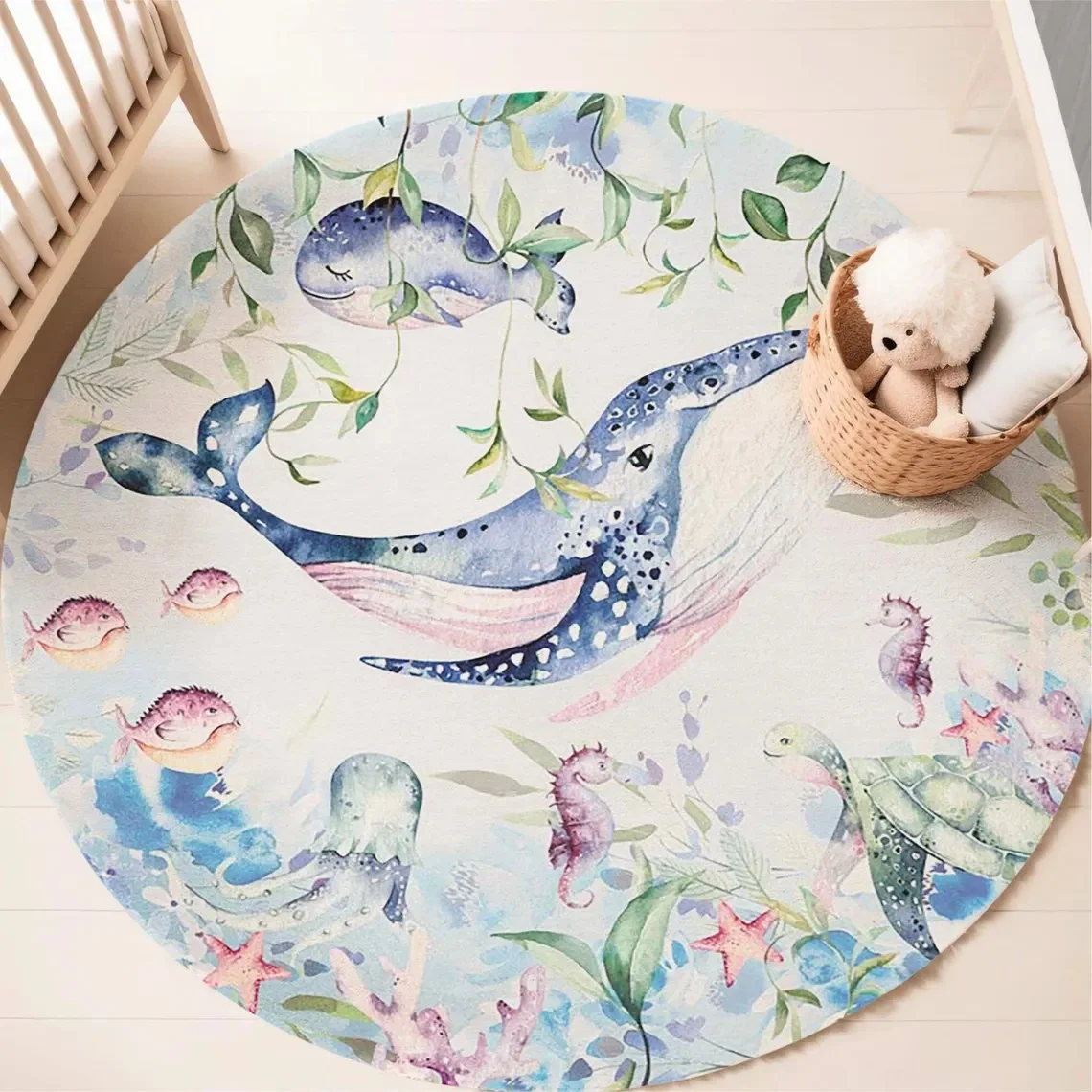 Blue Marine animal Round Carpe - огляд і ціна Soft Rug Nursery